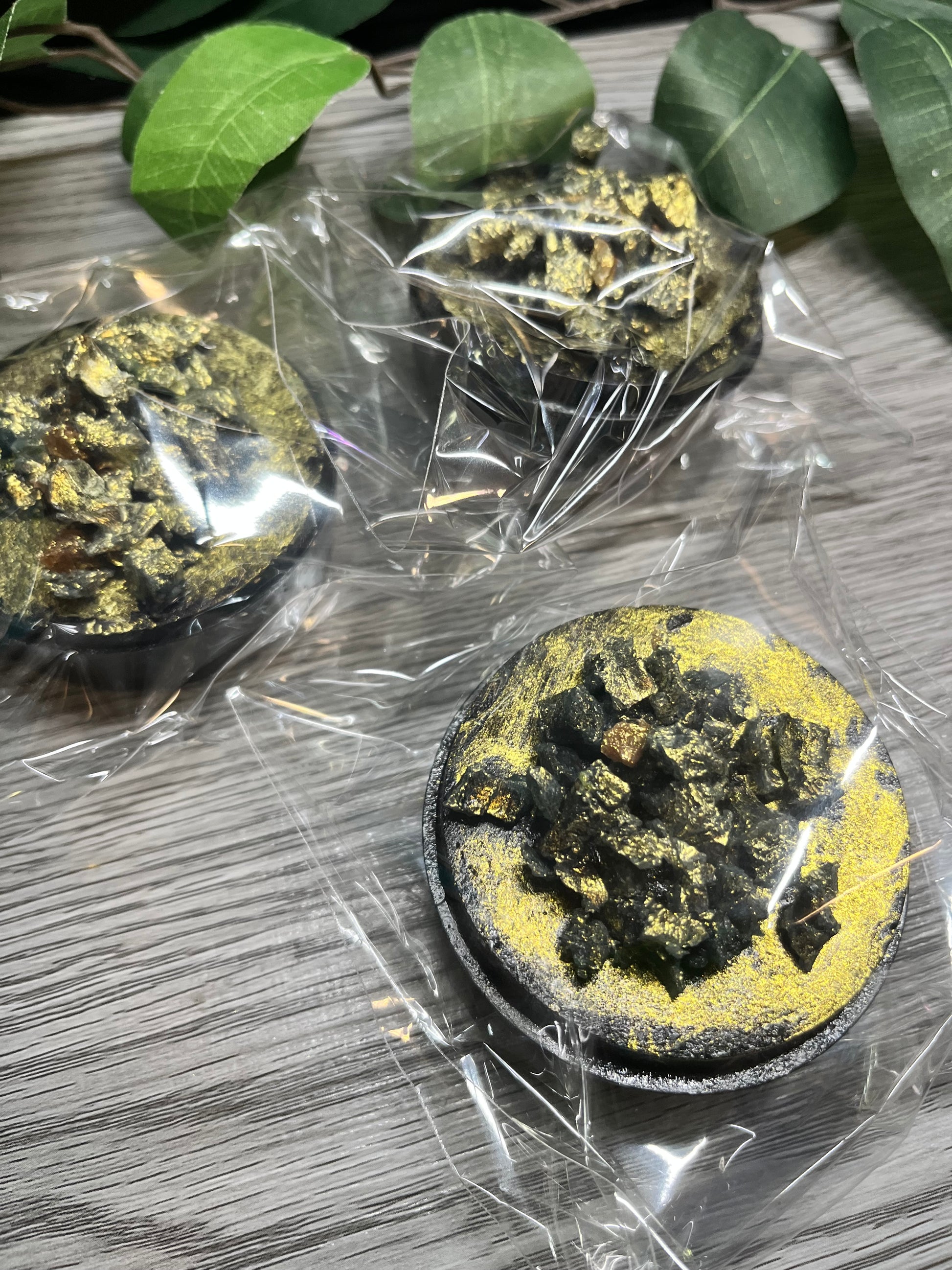 Gourmet vegan crystal candies with pistachio and hazelnut cream fillings