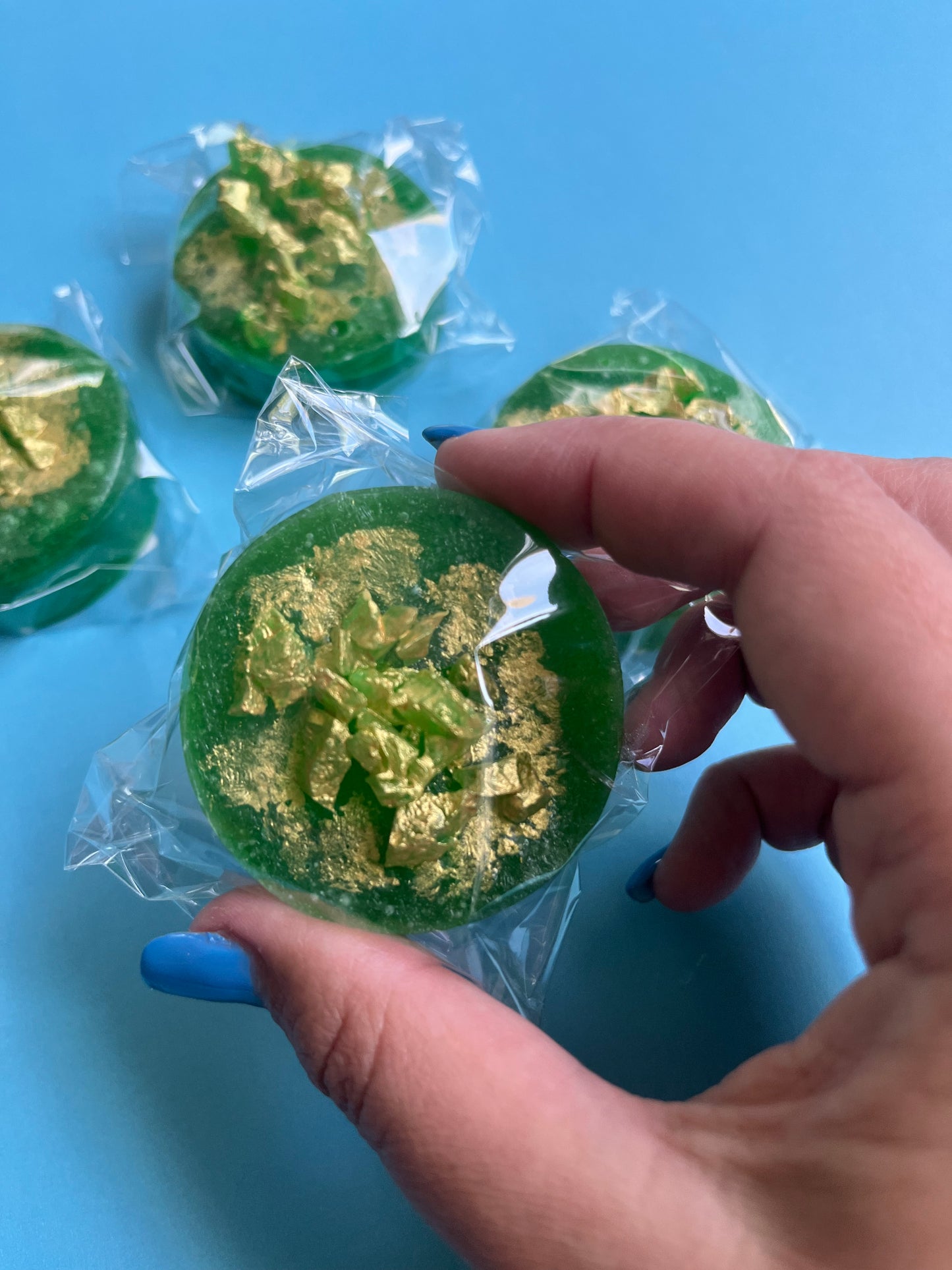 Tropical Guava Crystal Candy filled with Mango Jam. Handcrafted kohakutou with a crunchy shell and soft centre. Made by Diamond Delights