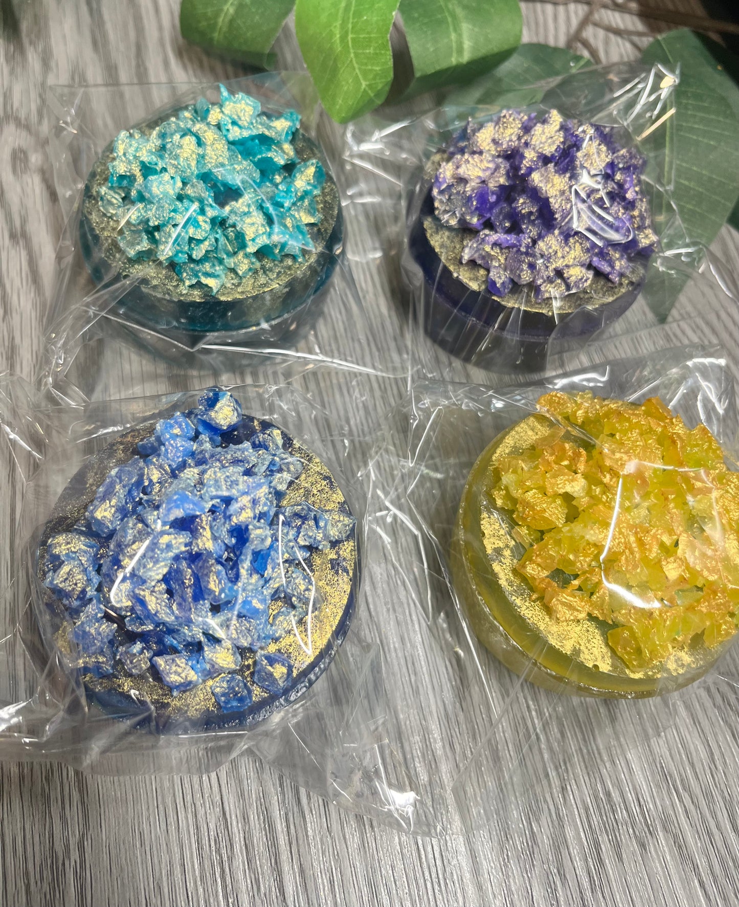 Handmade vegan crystal candy with fruit jam inside
