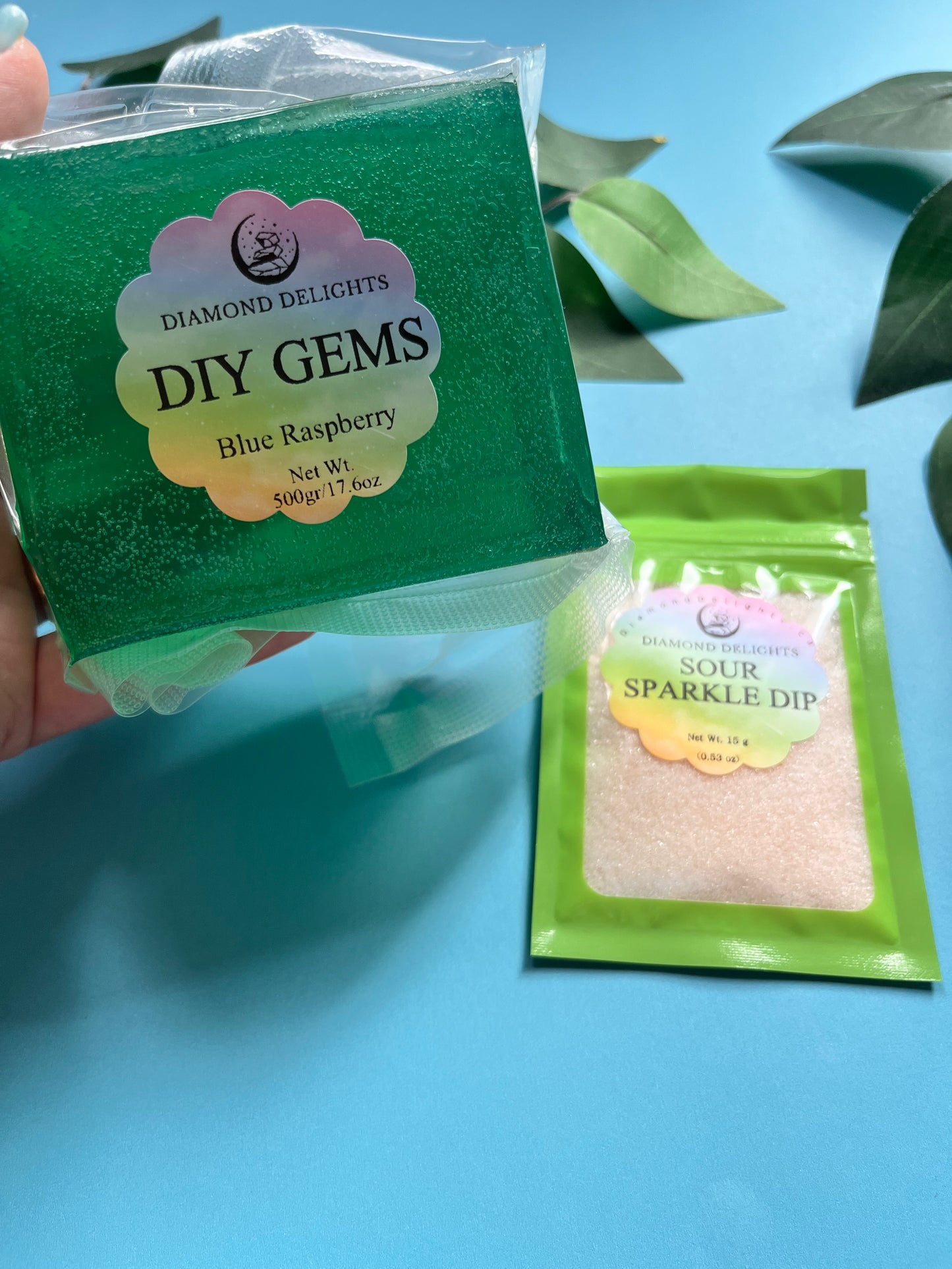 Sour Sparkle Dip sample bag included with DIY Gems brick