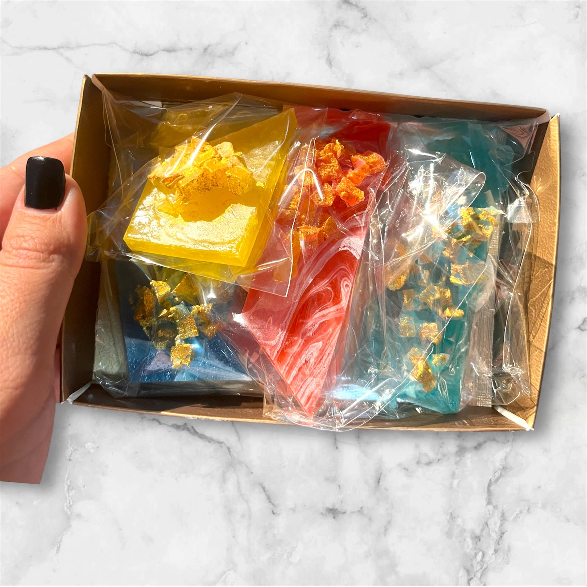 Colorful kohakutou candy in galaxy gem shapes