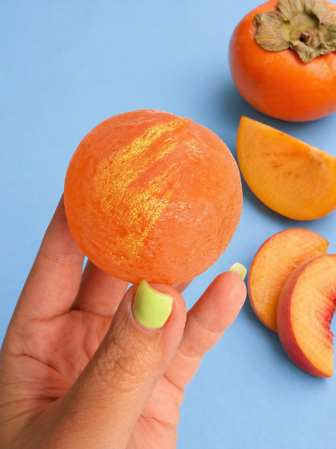 Peach Persimmon Mochi Gem – Crystal Candy Stuffed with Persimmon Mochi