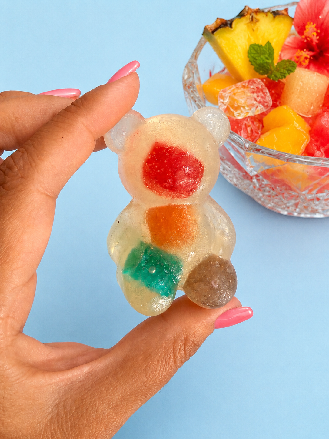Tropical Punch Bear with Sour Warheads Crystal Candy