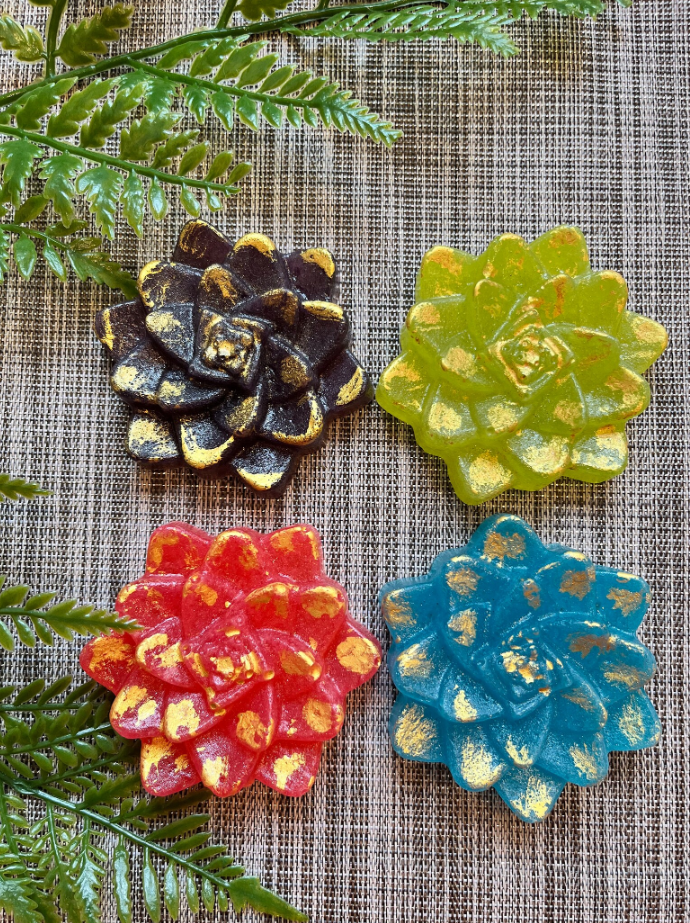 Succulent Flower Treasure Box with Gold | Diamond Delights