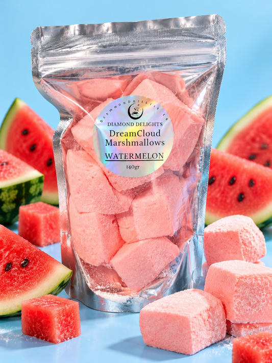 Watermelon Dream Cloud Marshmallows – Halal, Gluten-Free, 70 Cal/Cube