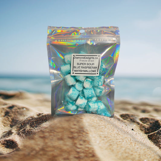 Exclusive new item: super sour (yes, these are pretty sour) blue raspberry marshmallows