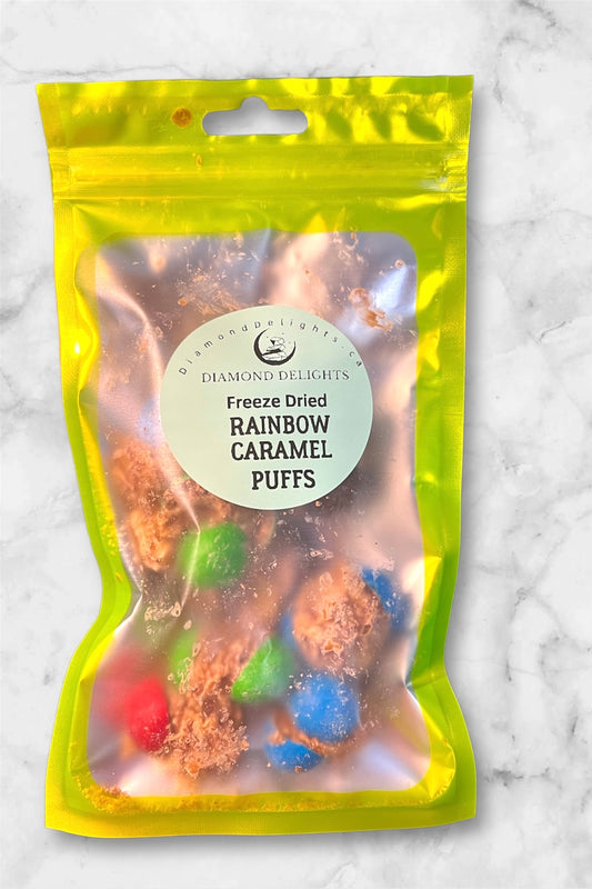 Freeze Dried Rainbow Caramel Puffs | Diamond Delights