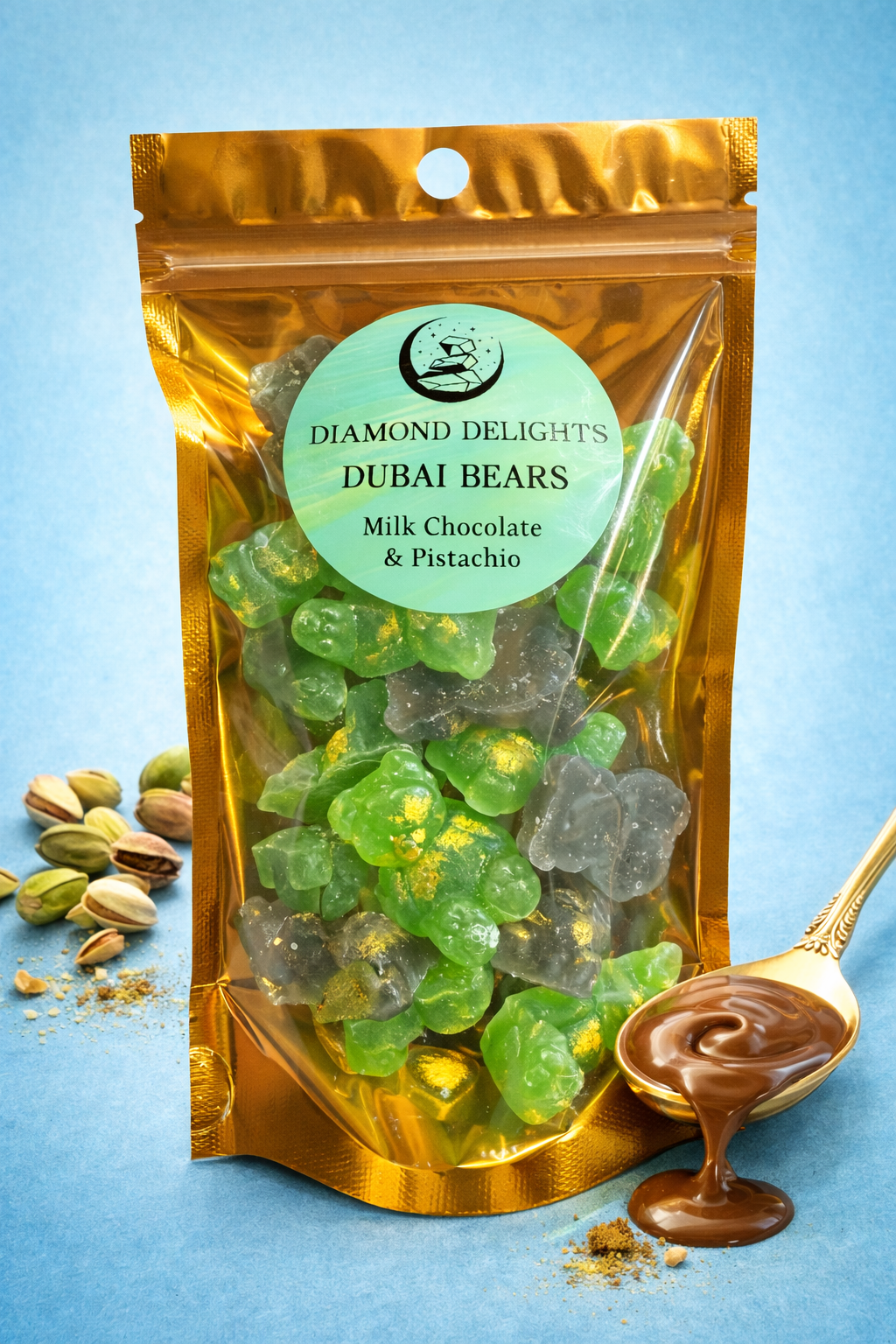 Dubai Bears - Milk Chocolate + Pistachio Crystal Candy