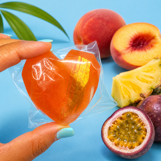Peach Crystal Candy with Swedish Pineapple Passionfruit Aliens