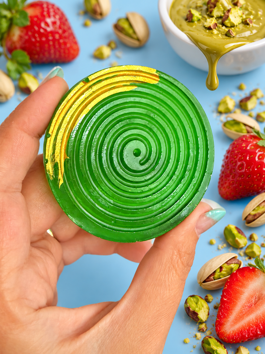 Flavor of the Week Crystal Candy Gem - “Strawberry Pistachio” with sauce