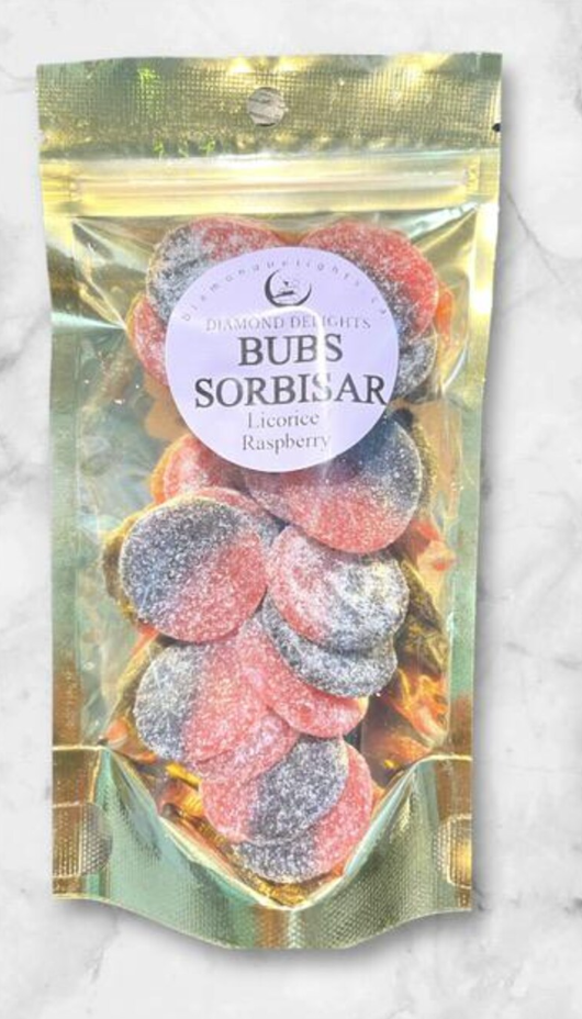 Bubs Sour SORBISAR Licorice Raspberry Swedish Candy