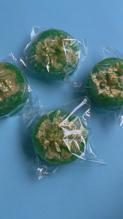 Tropical Guava Crystal Candy filled with Mango Jam. Handcrafted kohakutou with a crunchy shell and soft centre. Made by Diamond Delights